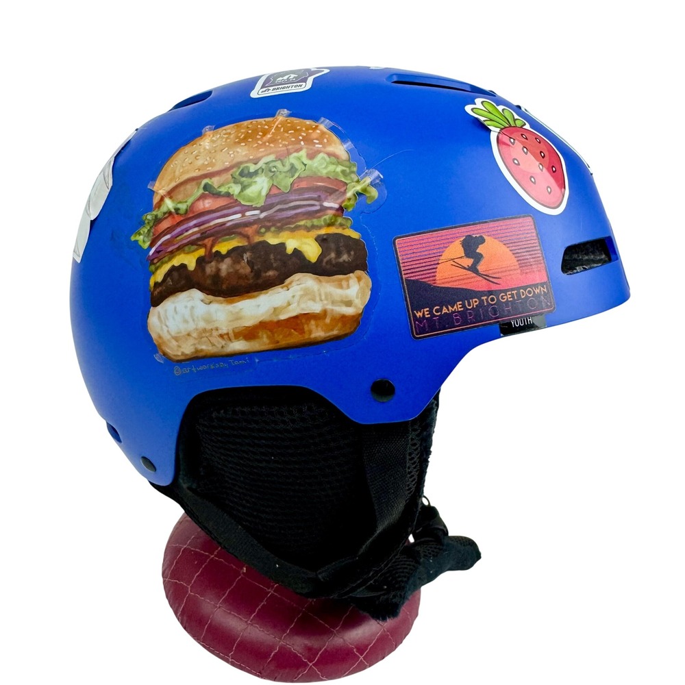 Giro Crue Kids‎ Snow Helmet Matte Blue Youth Size S 52-55.5cm Custom Stickers